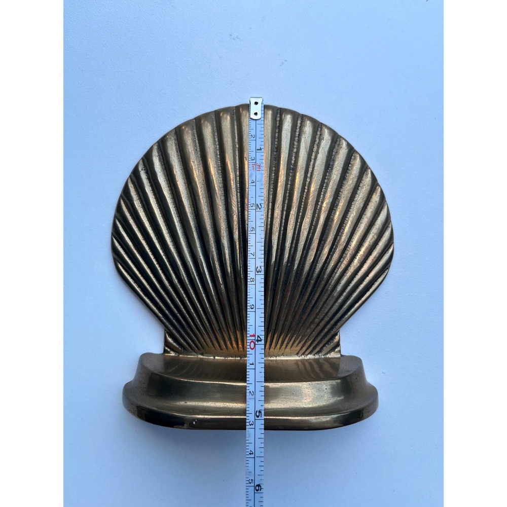 Pair of solid brass shell bookends - Picture 3 of 4